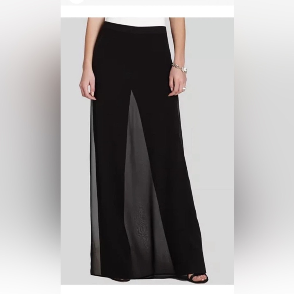 BCBGMaxAzria Black Sheer Panel Maxi Skirt